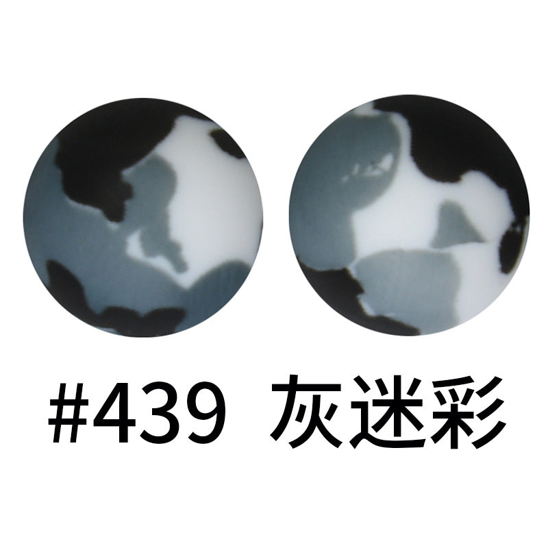 Wholesale 50pcs 16mm Print Silicone Beads Colorful Silicone Water Transfer Beads